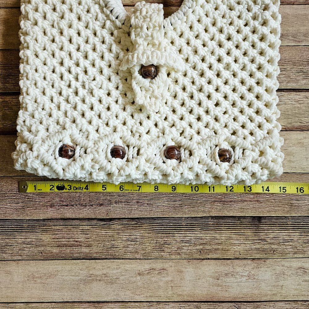 Vintage Retro Handmade Macramé Crochet handbag with Beads Boho Bohemian Grandma - Picture 6 of 12